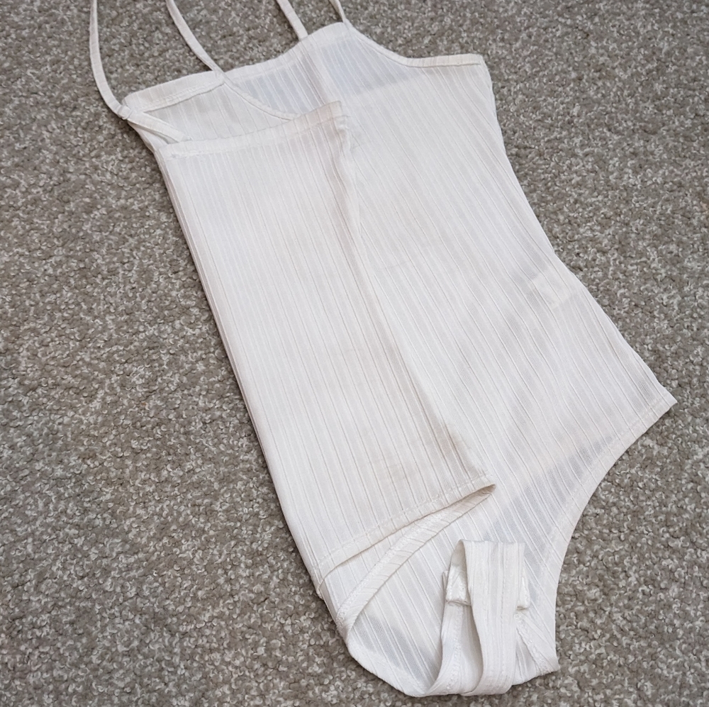 (2/$25) SWS ribbed bodysuit spaghetti strap white - Picture 7 of 12
